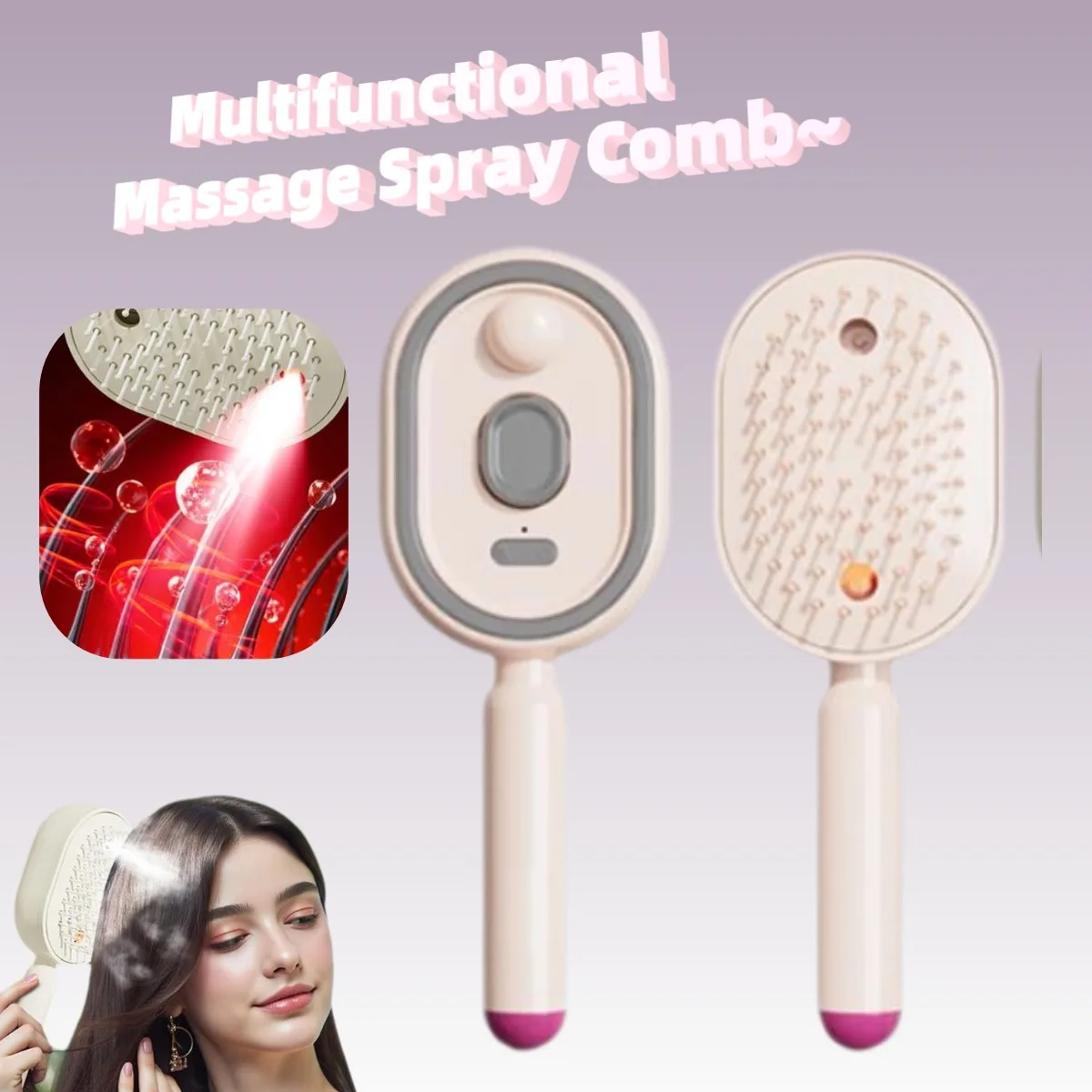 Electric Spray Air Cushions Massage Comb 3 in 1 Rechargeable Self Cleaning Combs with Essential Oil Steam Scalp Massager Combs