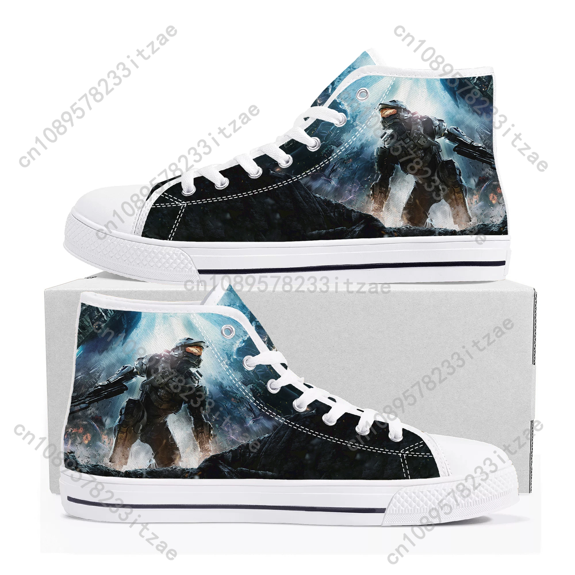 

Halo Master Chief High Top Sneakers Mens Womens Teenager High Quality Canvas Sneaker couple Casual Shoe Custom Shoes