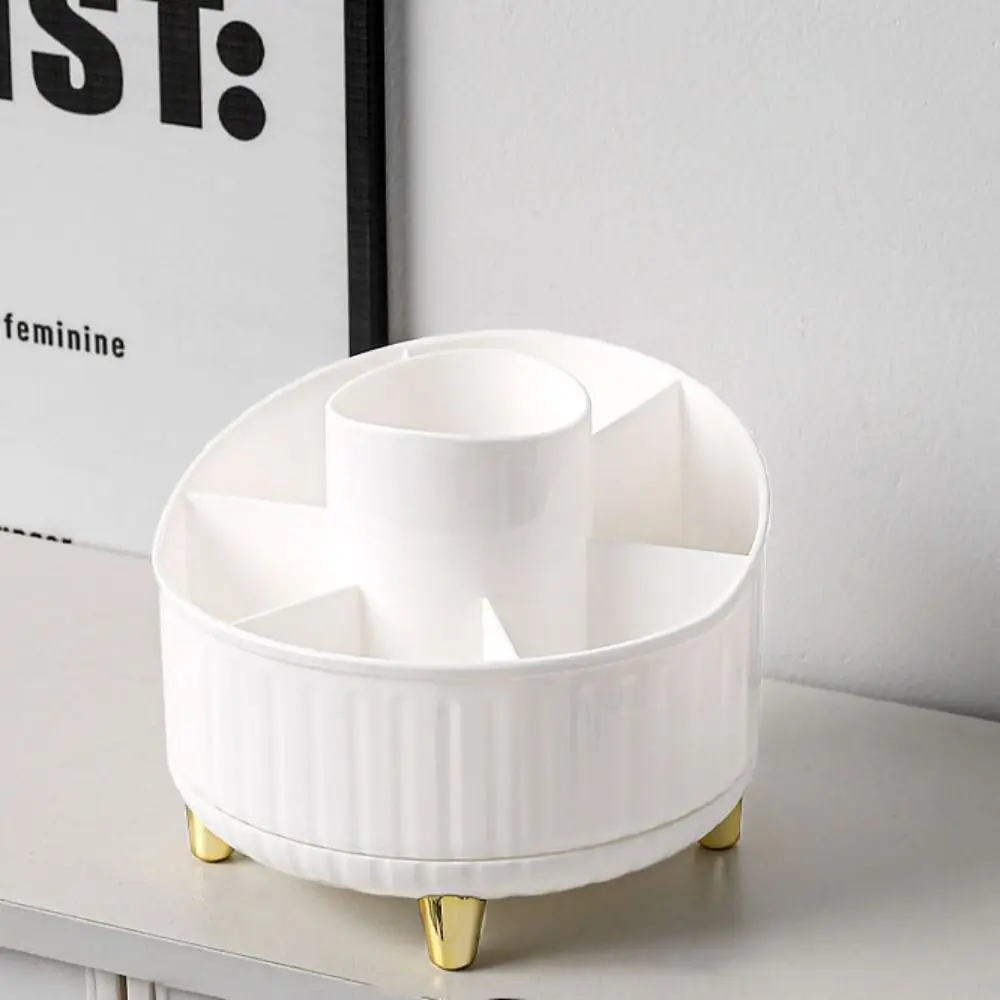 7 Grids 360° Rotating Pen Container Large Capacity Storage Box Makeup Brush Holder Plastic Space Saving