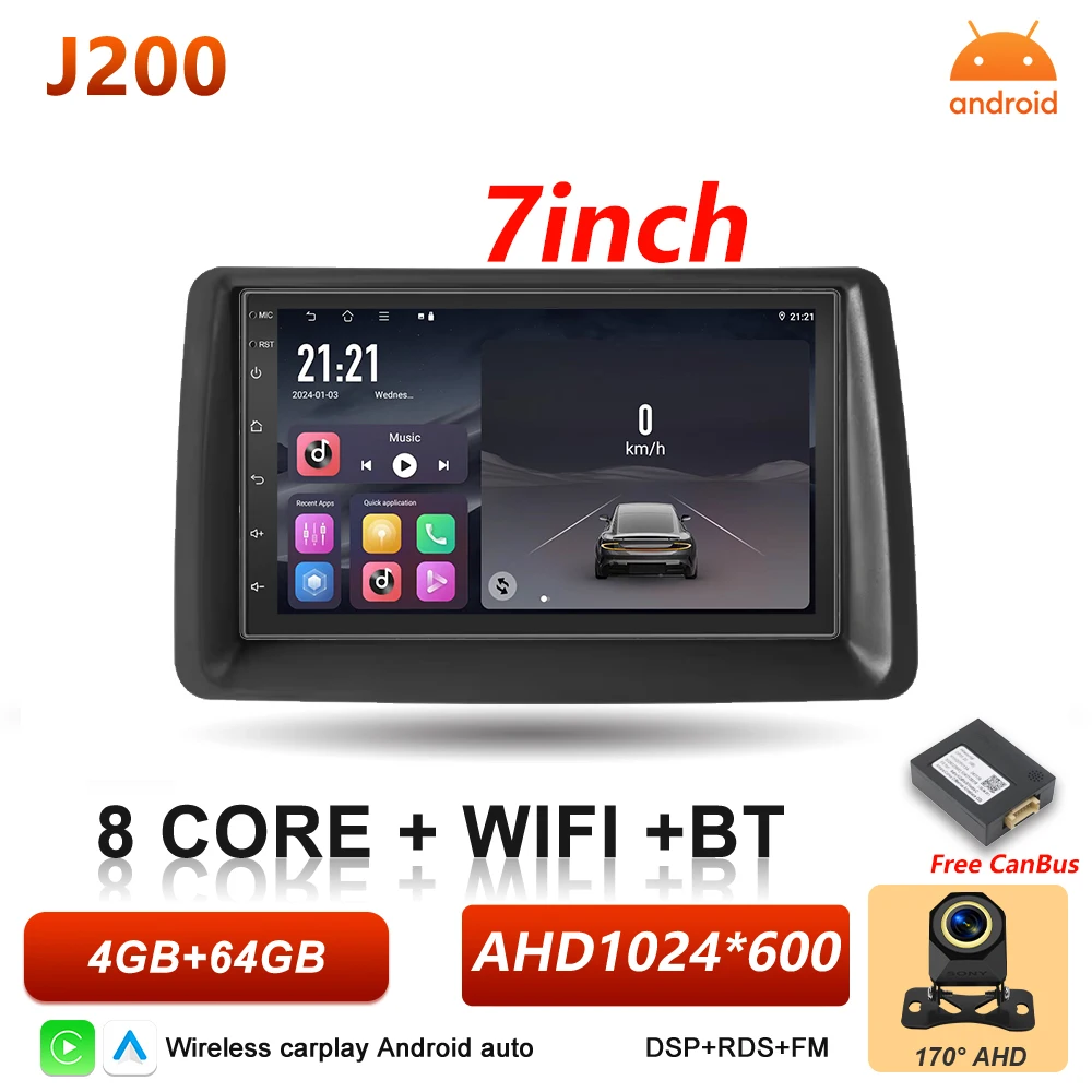 Android 16 Auto autoradio voor Fiat Panda 2003 2004 2005 2006 2007 2008 - 2012 Carplay multimediaspeler stereo GPS head unit DSP