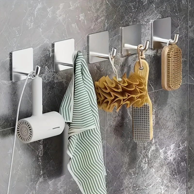 3-Piece Set of Stainless Steel Hooks, Multifunctional Kitchen Wall Hooks, Polished Surface, Durable and Modern Design, for Hanging Utensils, Hanging Hooks, Bathroom-Specific, for Towels and Bath Balls, Good Load-Bearing Capacity