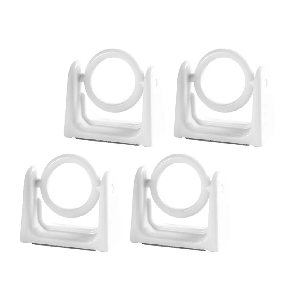4Pcs Window Curtain Rod Holders Strong ABS Curtain Pole Brackets Nail-Free Wall Mount Rod Hooks Multipurpose for Home Office