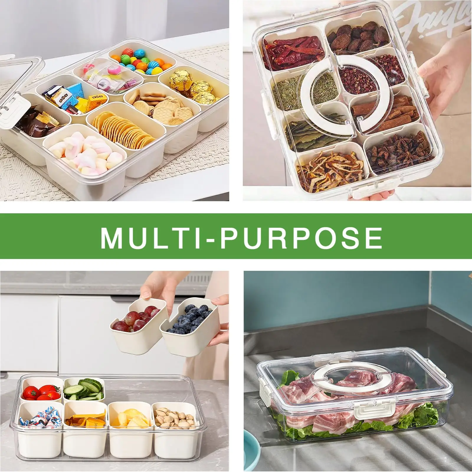 Separate Serving Trays With Lids And Handles Snack Containers Snack Boxes Snack Tray Vegetable Tray Deli Boxes Candy Organizer