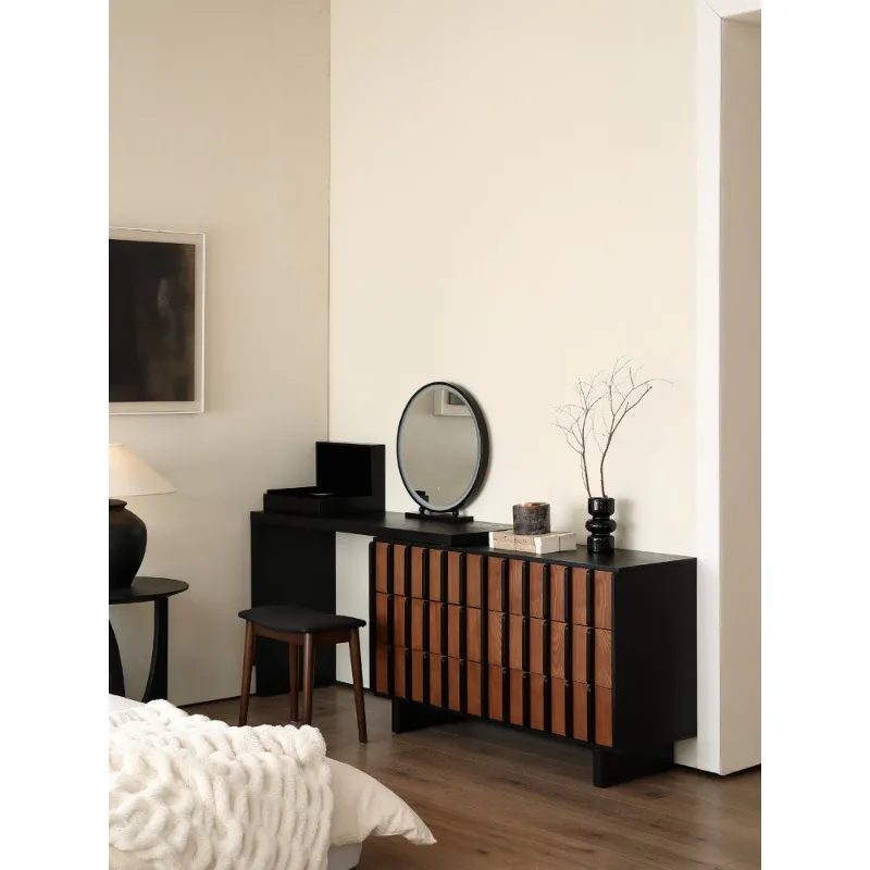 

Medieval solid wood dresser, chest integrated table, French retro bedroom corner retractable makeup table