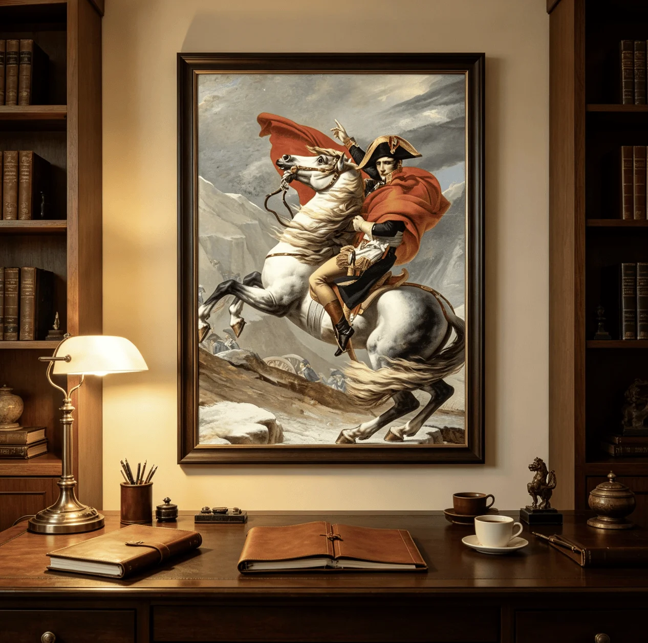 Famous Napoleon Crossing Alps Canvas Wall Art Poster, Vintage Historical Classic Prints Decor for Bedroom Library Entryway view 3