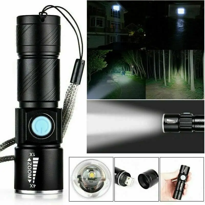 NEW Ultra Bright Mini Cree LED Hand Torch Lamp USB Rechargeable Flashlight Small