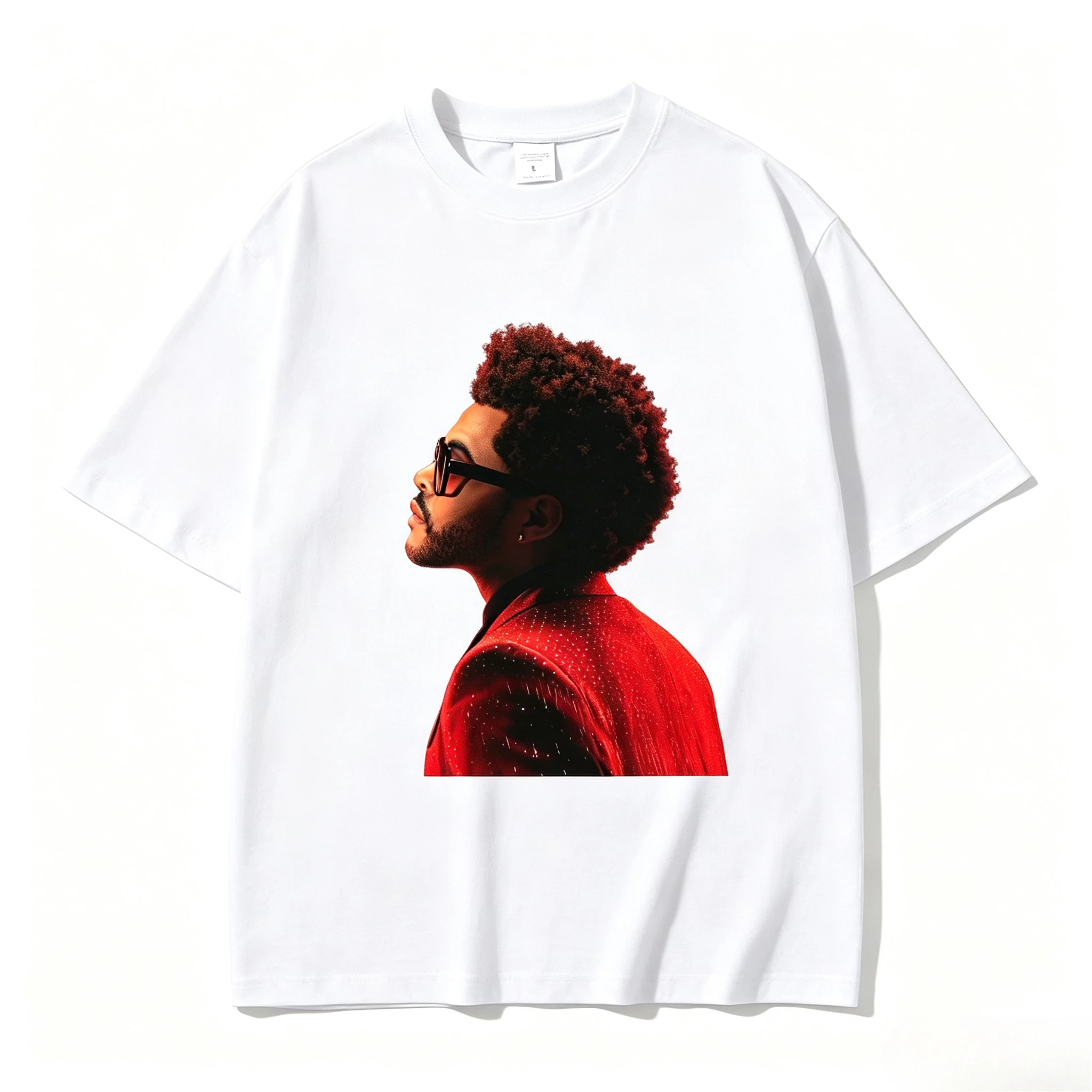 Men's Short Sleeve T‑shirt R&B Singer Profile Graphic Print Comfort Cotton Daily Streetwear Tops Men Clothing