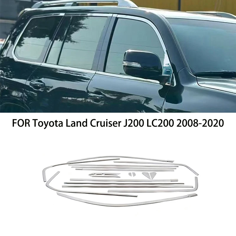 

FIT For Toyota Land Cruiser J200 LC200 2008-2020 Stainless steel chrome Window Molding Strip Sill side Cover Trim