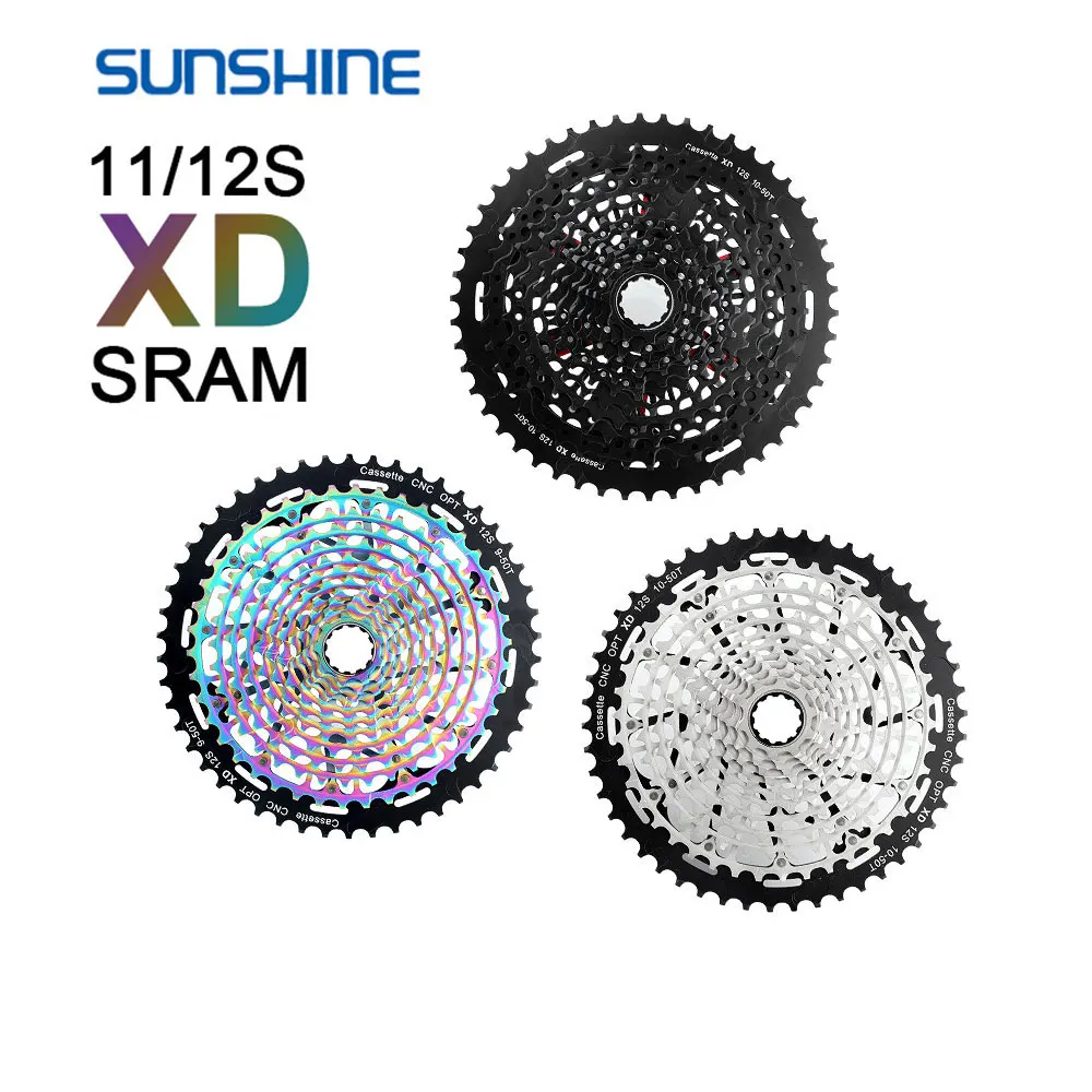 SUNSHINE XD 12 Speed Bicycle Cassette CNC 42T/46T/50T/52T Sprocket Mountain Bike Wide Gear Ratio Flywheel for SRAM Bicycle Parts