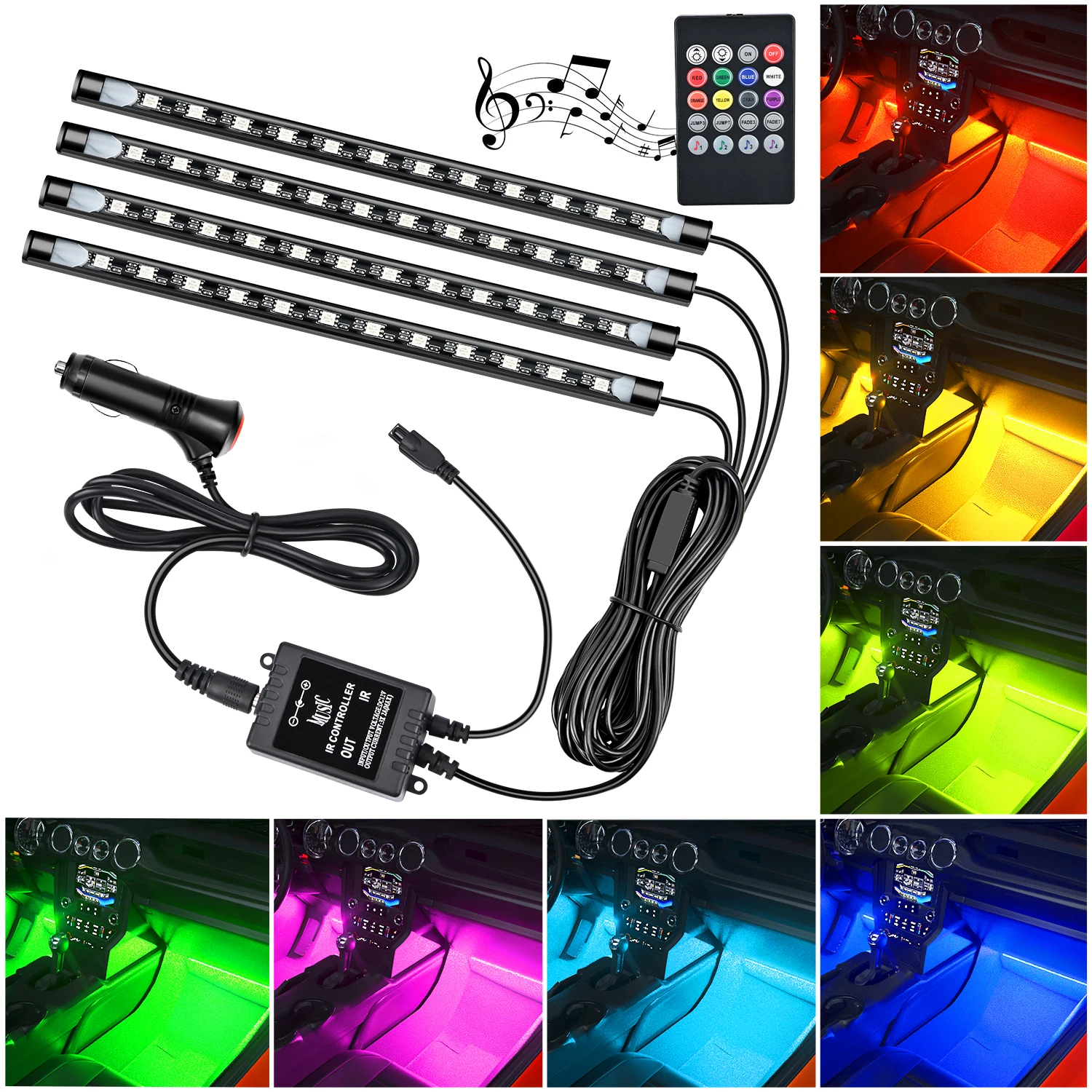 Nilight Car Interior Lights with APP Control 16 Million RGB Colors Strip Lights with Music Sync Mode and Multiple Scene Options