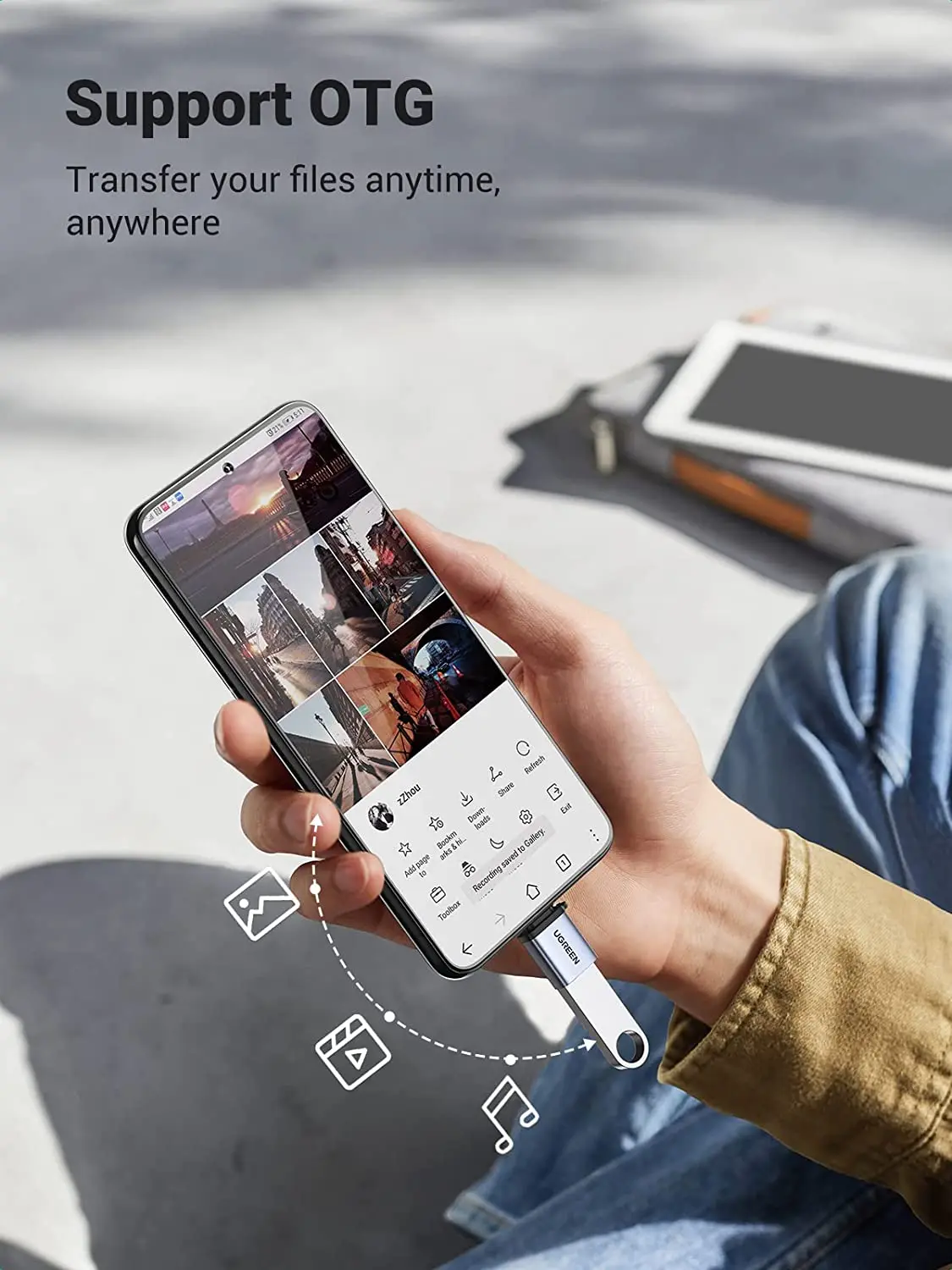 UGREEN USBC - USB変換アダプター OTGアダプター USB Cオス - USB 3.0メス変換アダプター データ転送と充電に対応