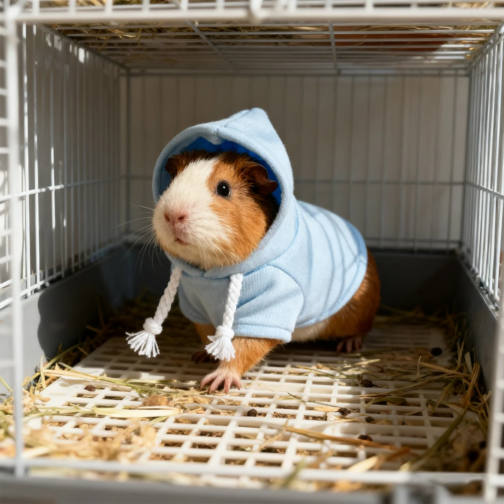 1PC Warm Winter Hamster Sweatshirt Soft Drawstring Hooded Pet Sweatshirt for Small Animals Pet Hamsters Pullover Cosplay Clothes