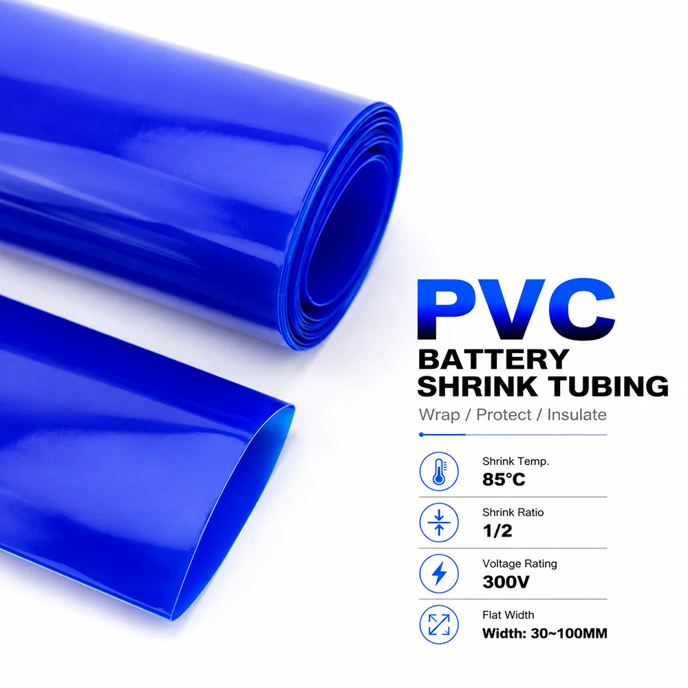 Blue PVC Heat Shrink Tube Wide 30-100mm Insulation/Waterproof/Mechanical Equipment Low Voltage Cable Protective Sleeve