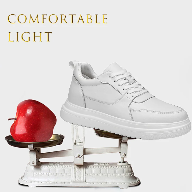 male comfortable elevator shoe fashion skate shoes Heigheten lace-up classic Mens sneakers New genuine leather men's shoes 10 cm