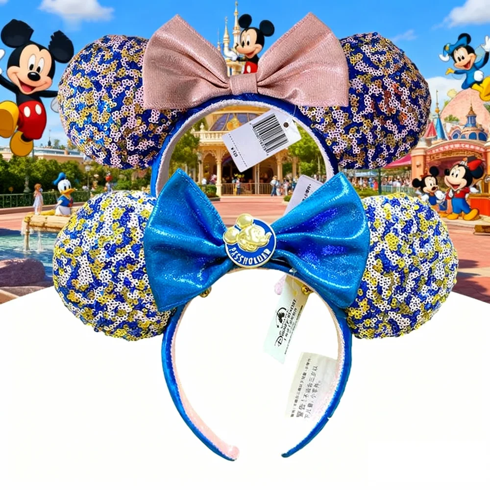 

Повязки на голову с Микки Маусом Дисней, Диснейленд, бант с блестками, Рождество, Хэллоуин, праздник, день рождения, карнавальный костюм для женщин и девочек
