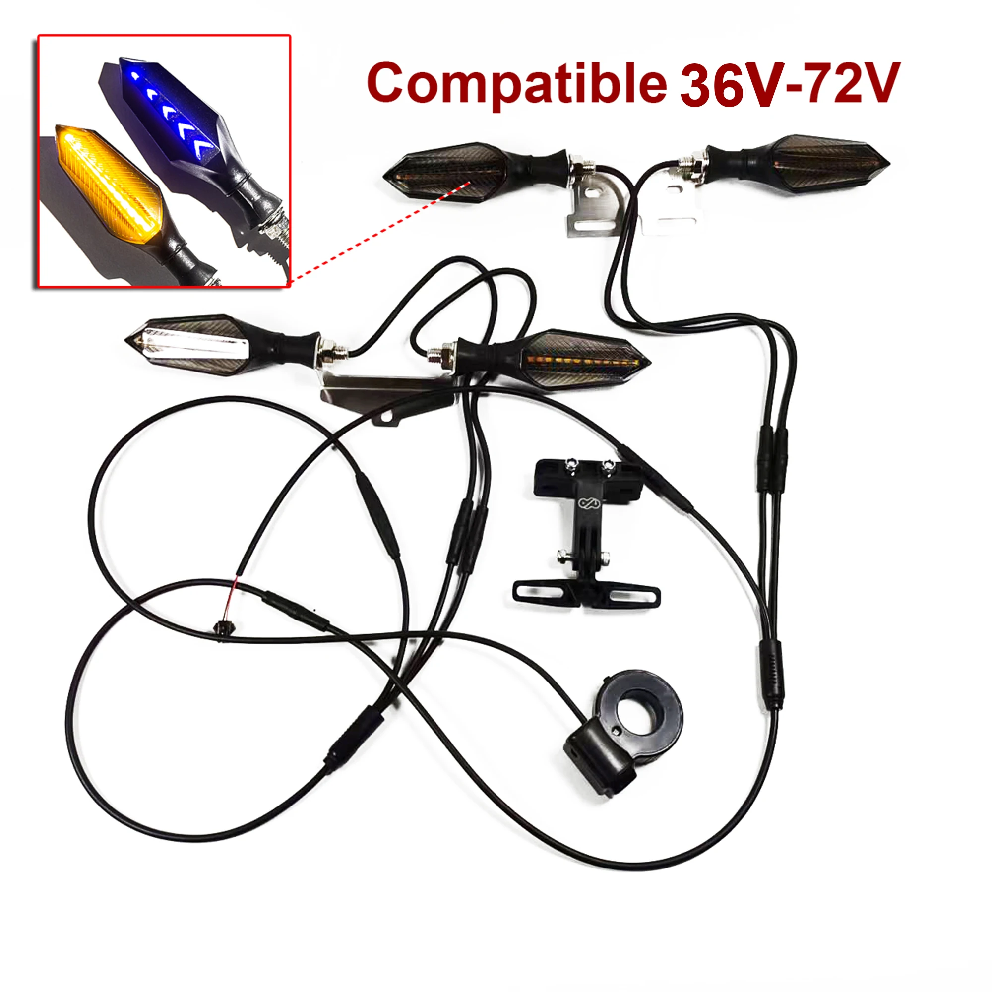Interrupteur 3 En 1 Pour Vélo électrique – Phare + Klaxon + Feux De Virage, 12V-48V