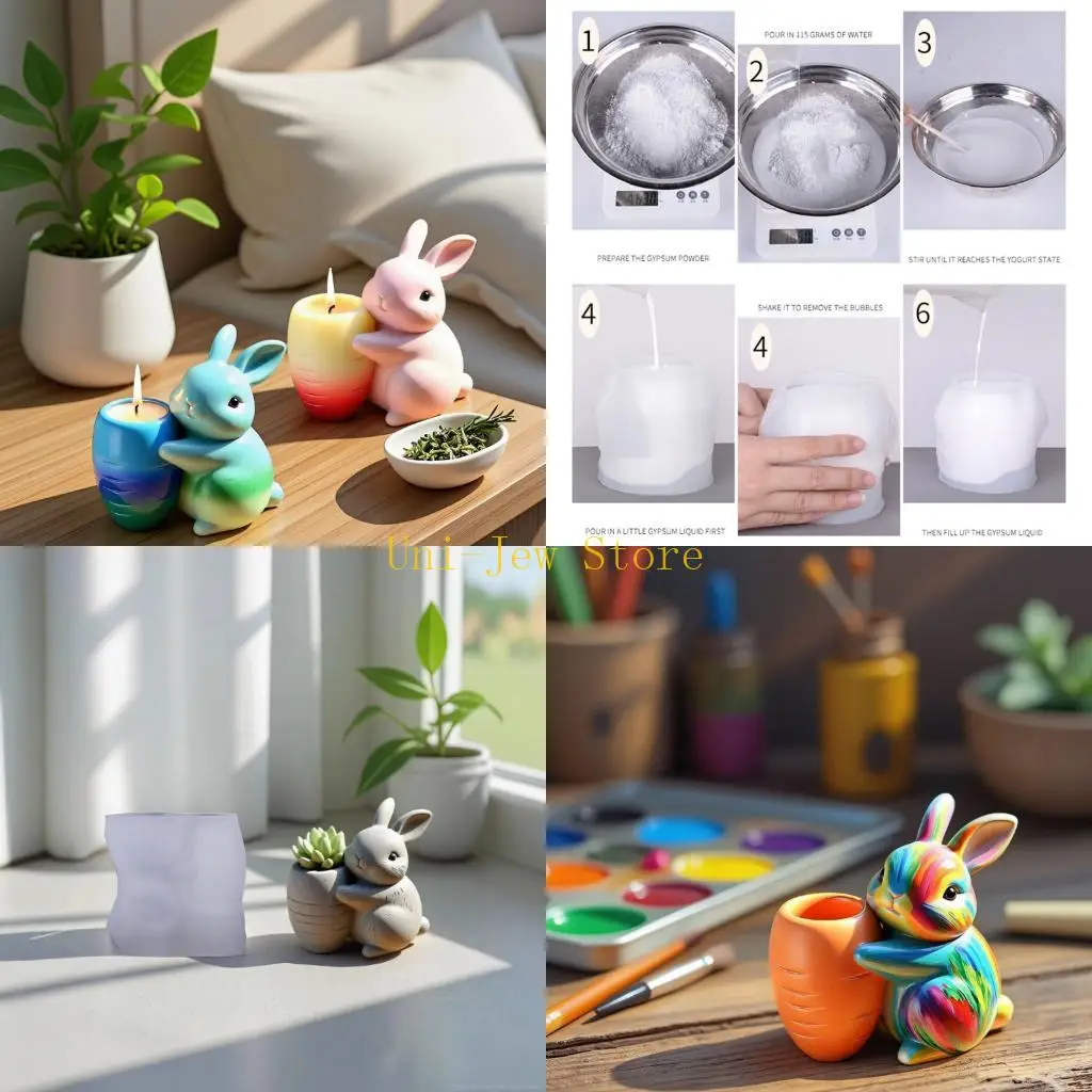 

40GB Silicone Carrot Shaped Planter Mold With Rabbit Design For Resin Concrete Cement Crafts Decorative Holder Creation