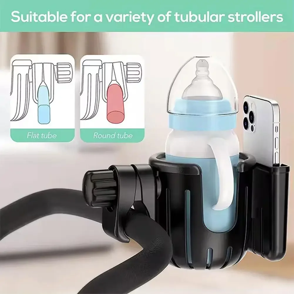 2 In 1 Motorcycle Stroller Cup Holder Bike Wheelchair Phone With Walker Rack Black Easy 360 Install Degree Rotation Adjusta I8P3 image 6
