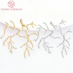 (1541) 6PCS 35x39MM 24K Gold Color Plated Brass Branch Charms Pendants High Quality Diy Jewelry Findings Accessories