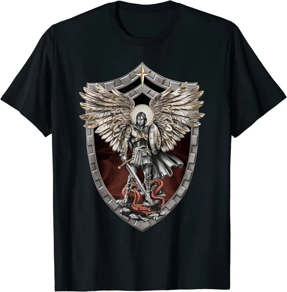 

New Saint Michael the Archangel Prayer Catholic Funny T-Shirt USA Tee Size S-5XL