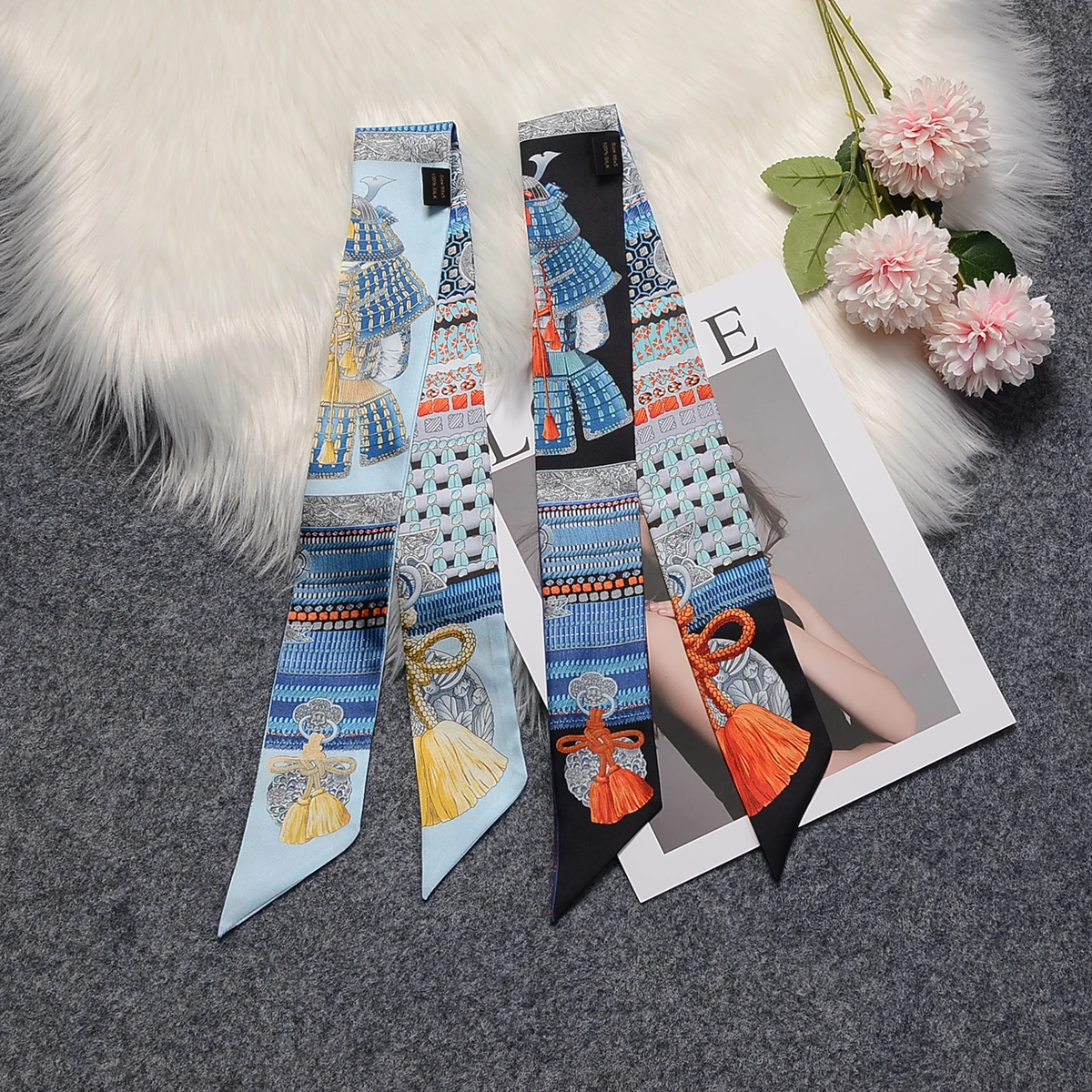 

2022 New Armored Warrior 100% Silk Scarf Brand Design Natural Silk Scarf Women Foulard Hair Bag Scarves Fashion Neckerchief