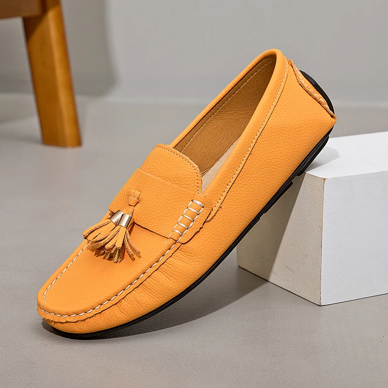 

Youth Fashionable Yellow Casual Loafers Breathable Summer Outdoor Male Formal Business Officer Shoes Daily Popular Moccasins