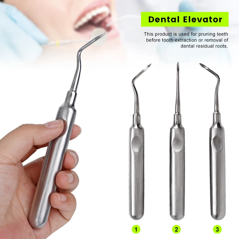 3Pcs Stainless Steel Teeth Extraction Tooth Extracting Forceps Curved Root Lift Elevator Dentistry Material Tools