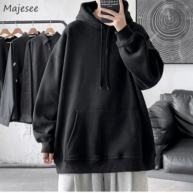 With Hat Hoodies Men Sporty All-match Plus Velvet Winter Keep Warm Windbreaker Couples Loose Casual Long-sleeved Fashion Chic