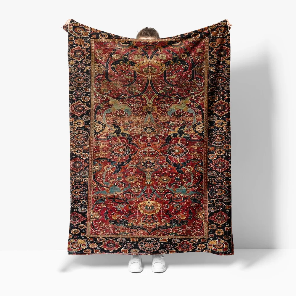 Luxuriöse Samt-Überwurfdecke im marokkanischen Stil, Teppich, persischer Kelim, dekorativer Sofabettbezug, warme, flauschige Decke