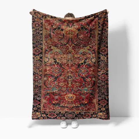 Luxurious Velvet Throw Blanket Moroccan Style Rug Persian Kilim Decorative Sofa Bed Cover Warm Fuzzy Blanket