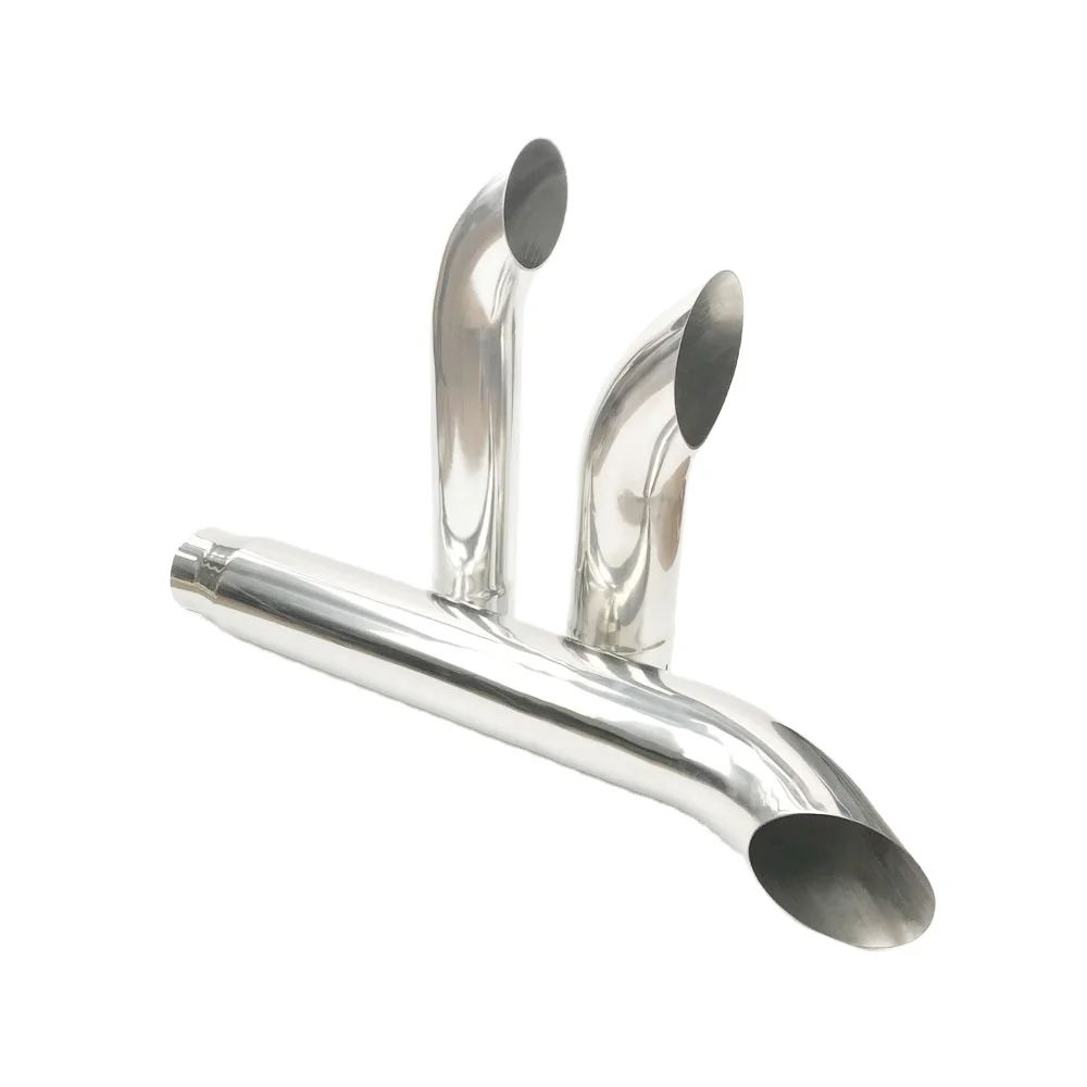 

Aftermarket Semi Truck Chrome Curved Top Exhaust Stacks For Peterbilt