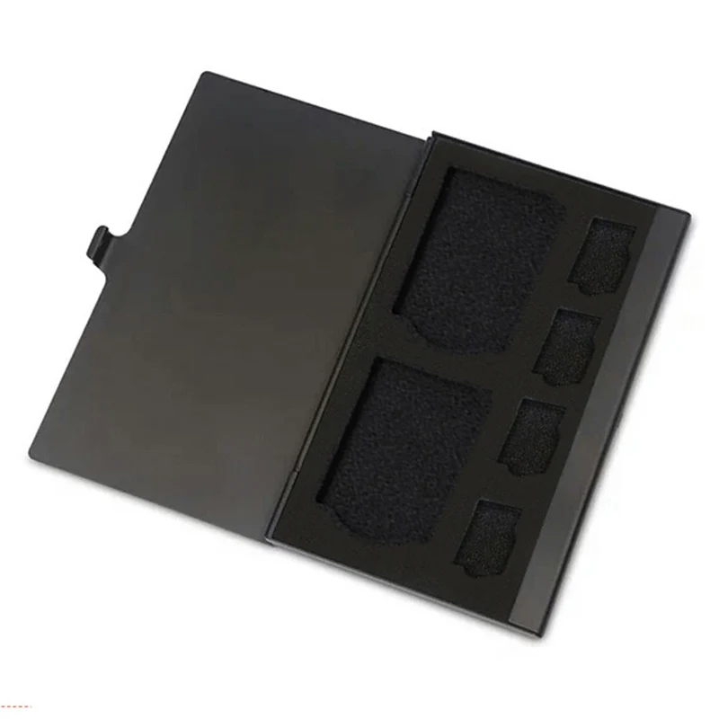 6 in 1 Portable Memory Card Case 2SD+ 4TF Micro SD Card Storage Case Holder Memory Card Holder Monolayer Aluminum Protector Box