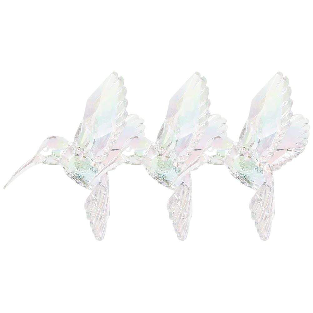 3 Pcs Hummingbirds Shape Decoration Crystal Hanging Ornament Pendant Acrylic Decorations Crafts Ceiling