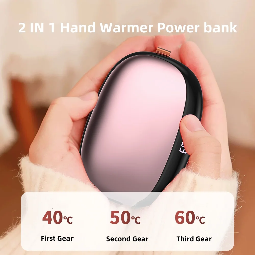 2 in 1 Hand Warmer Power Bank 12000mAh USB C Powerbank for iPhone 16 15 Samsung Xiaomi Portable Charger Station External Battery