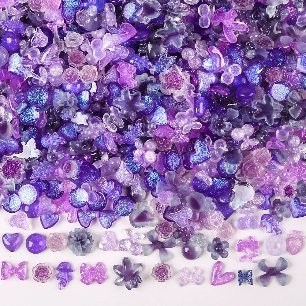 10g Random Mixed Resin Nail Art Charms Glow-in-the-dark Bow Love Bear Variety Nail Art Decorative Accessories Nail Crystal DIY