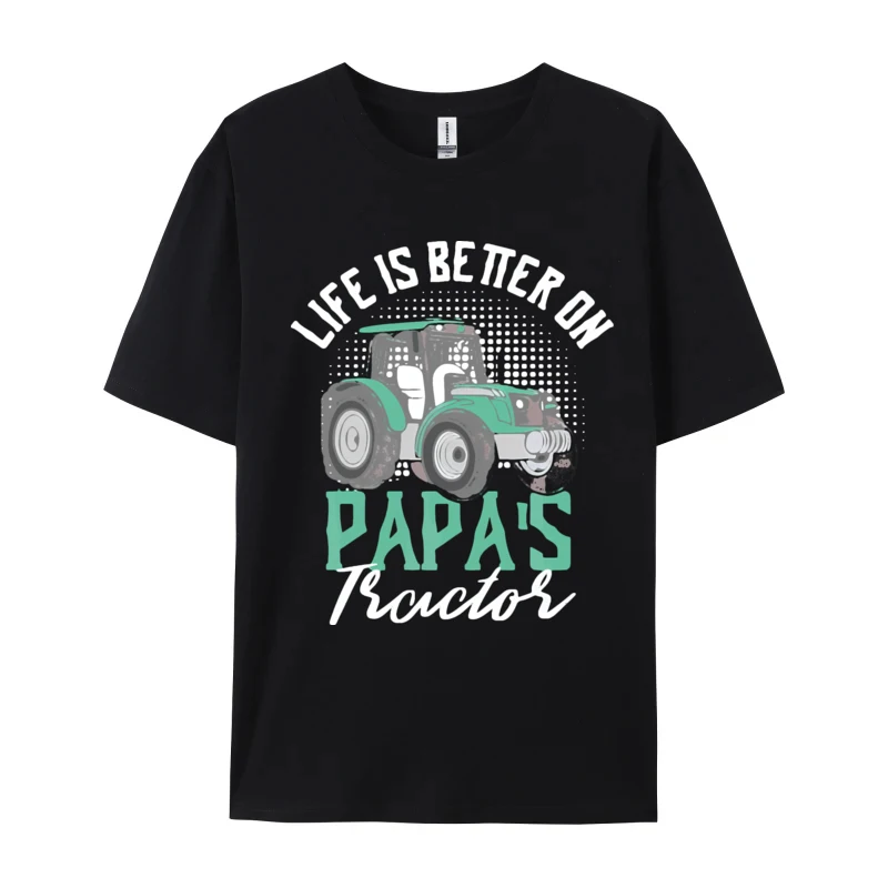 Life Is Better On Papas Tractor Farmer T-Shirts Farmer Design Farm Lovers Funny Vintage Tee High Quality Cotton Premium Tshirt