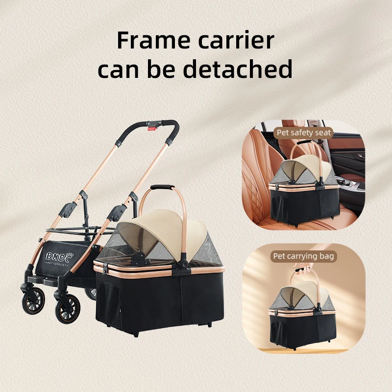 

Wholesale Customized Folding Luxury 4 Wheels Dual Cheap Small Cat Dog Pet Cart Stroller