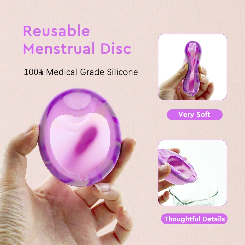 Period Disk Reusable Female Medical Silicone High/Low Cervix Menstrual Disc with Sterilizer and Case Kit Set Menstruation Cup