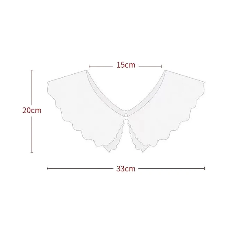 Colar falso com babados para mulheres, colarinho de boneca destacável, xale de renda floral oco, camisa doce