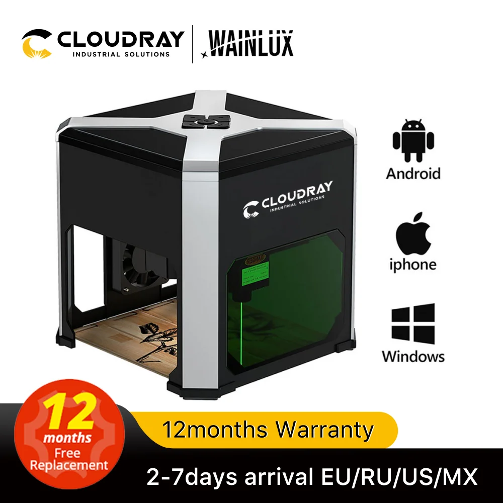 Cloudray-máquina de Gravação a Laser Gravador a Laser Impressora Wainlux k6 Mark Cortador Máquinas para Trabalhar Madeira Plástico 3000mw Bluetooth Mini