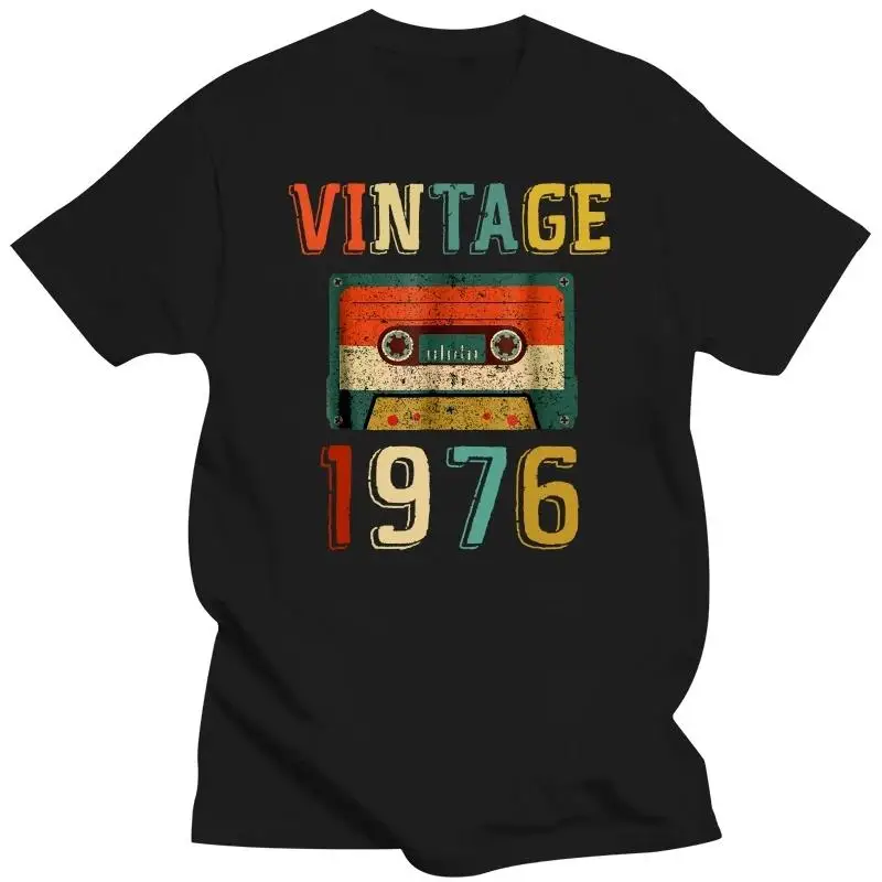 Prezent urodzinowy Vintage 1976 Mixtape T Shir męska letnia bawełniana koszulka casualowa z krótkim rękawem Plus Size