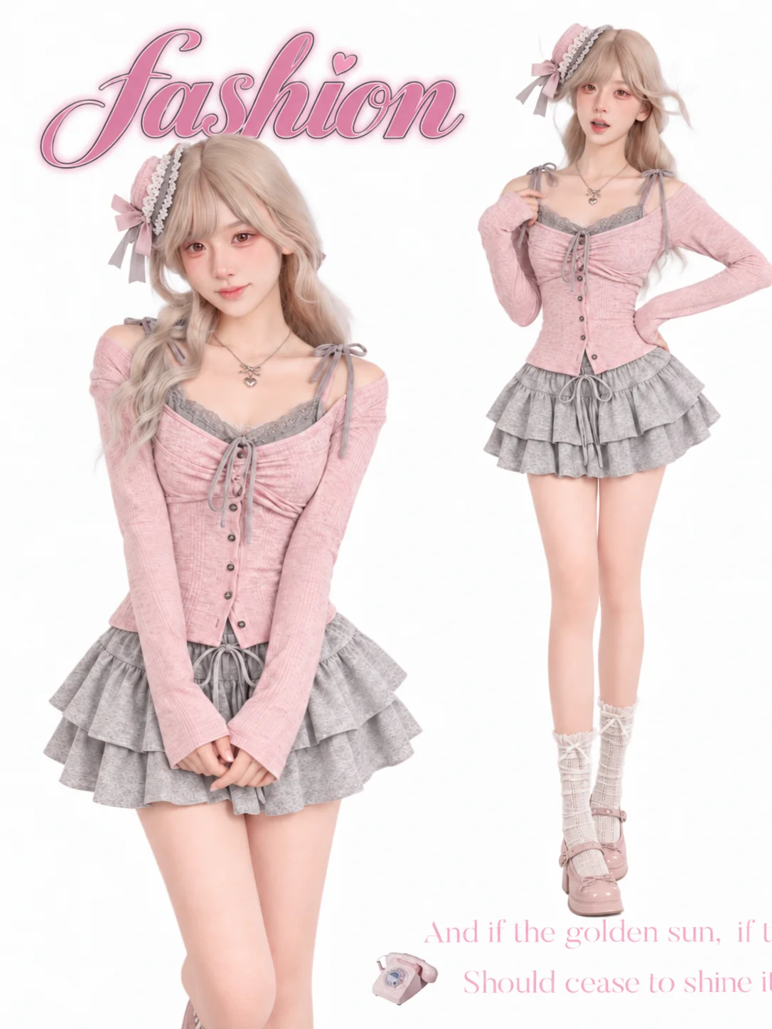 Japanische Kawaii 3-teilige Sets Lolita Y2k Cardigan Mäntel + Miniröcke + Korsett Weste American Vintage Anzüge Herbst Even Party Chic