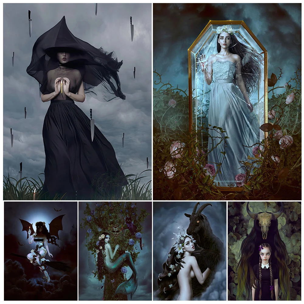 

Witch Sabbath And Black Magic Vintage Wall Art Canvas Painting Gothic Succubus Demon And Paganism Art Poster Print Home Decor