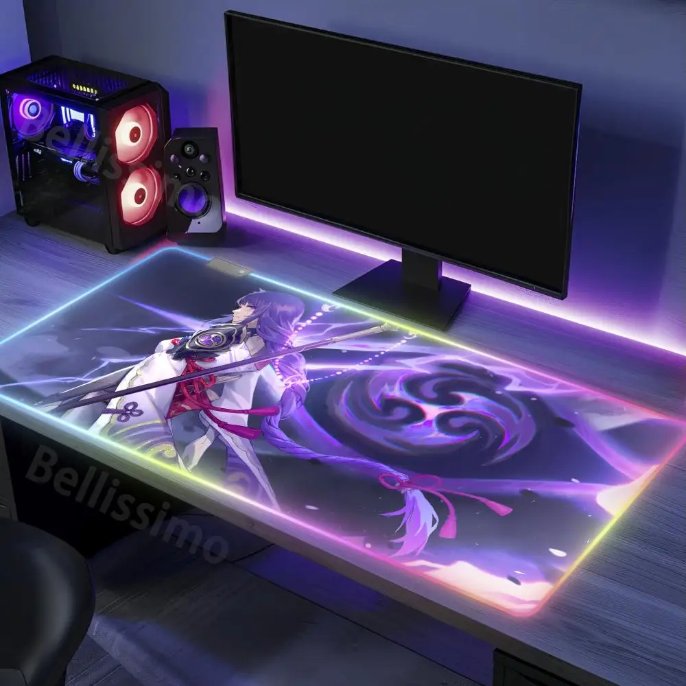 

Mouse DIY Raiden_Shogun games computer Pad RGB Non-Slip gamers Desk mats Rubber Edge locking Teclado Holiday gifts Luminescence