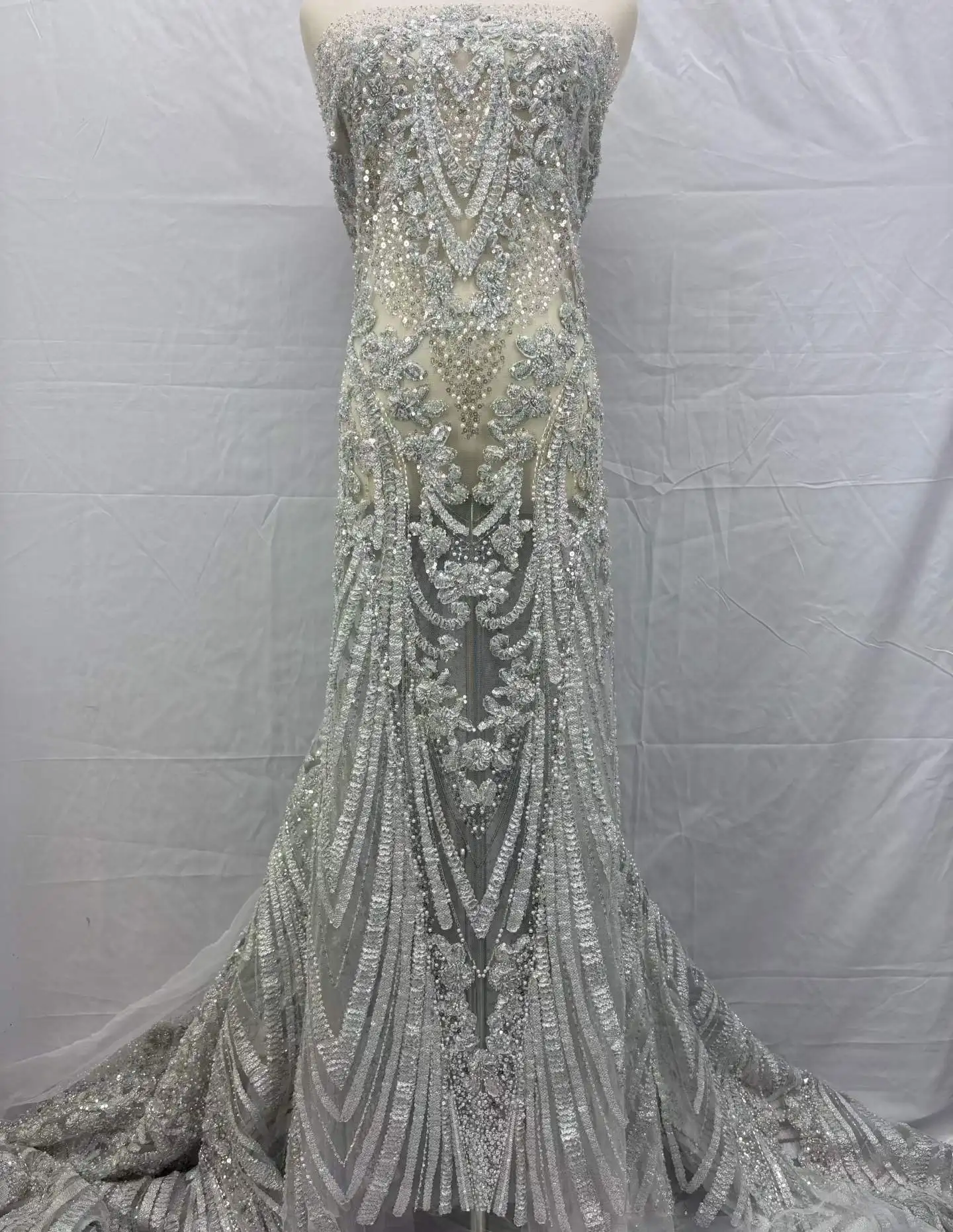 

2026 High End Design Africa TOP Quality Handmade Exquisite Ribbon Embroidery Beads Net Lace Sequins For Party Evening Dresses