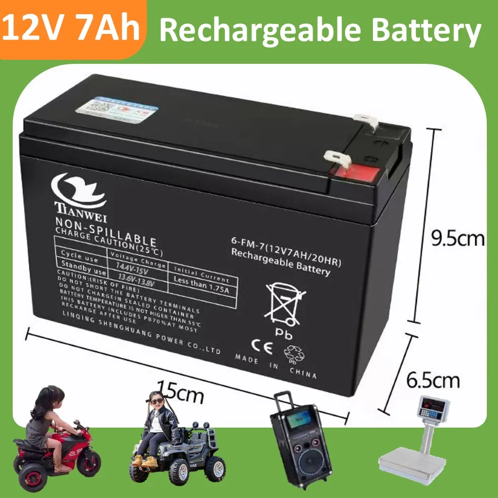6V 12V 5000/7000/12000mAh loodzuur oplaadbare batterij, elektrische speelgoedautobatterijen voor kinderen, audio, elektronische weegschaal, sproeier
