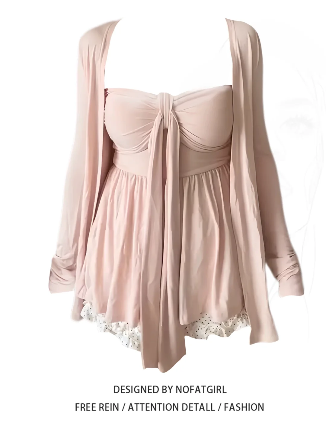 

Корейский шикарный комплект из двух предметов больших размеров, женский длинный све, прикрывающий бюстье, кардиган, утягивающий наряд Pure Desire