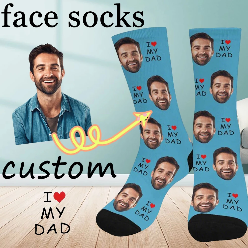 Customized fashion face socks fun tube socks casual fashion long socks the best surprise gift for Father's Day and birthday view 4