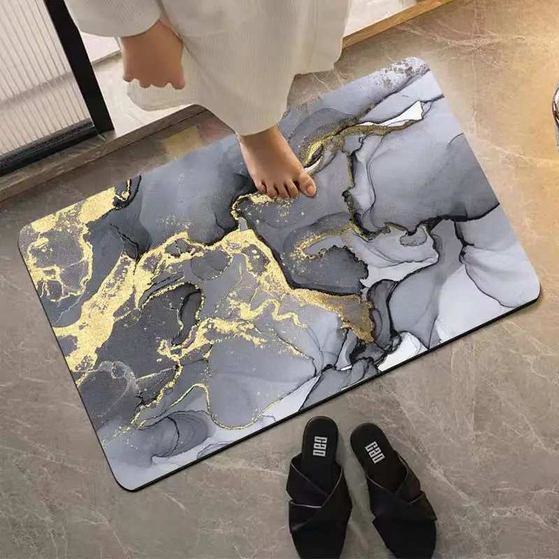 Diatom Mud Absorbent Bath Mat Household Bathtub Shower Front Door Mats Quick-drying Stone Grain Non-slip Bathroom Decorative Rug