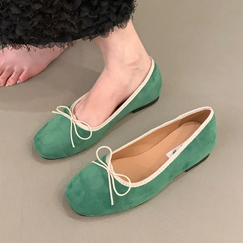 2024 Red Green Autumn Brand Women Flats Round Toe Shallow Slip On Ladies Casual Ballet Shoes Soft Leather Eelgant Ballet Shoes